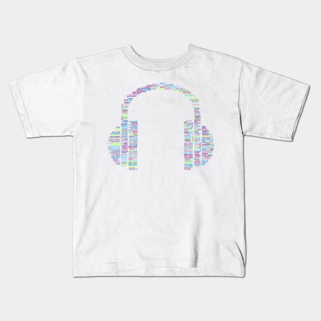 Headphones Kids T-Shirt by Njuguman